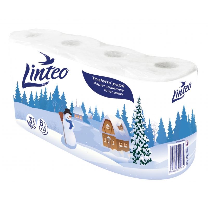 Toaletní papír LINTEO 3vrstvý 8 rolí