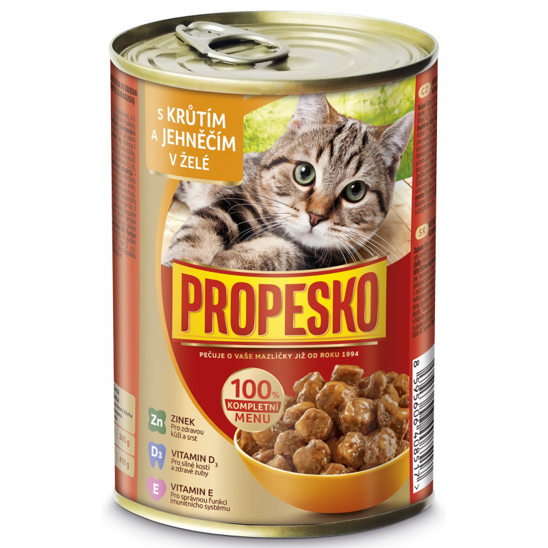 PROPESKO kousky s kr�t�m a jehn���m v �el� pro ko�ky 415 g