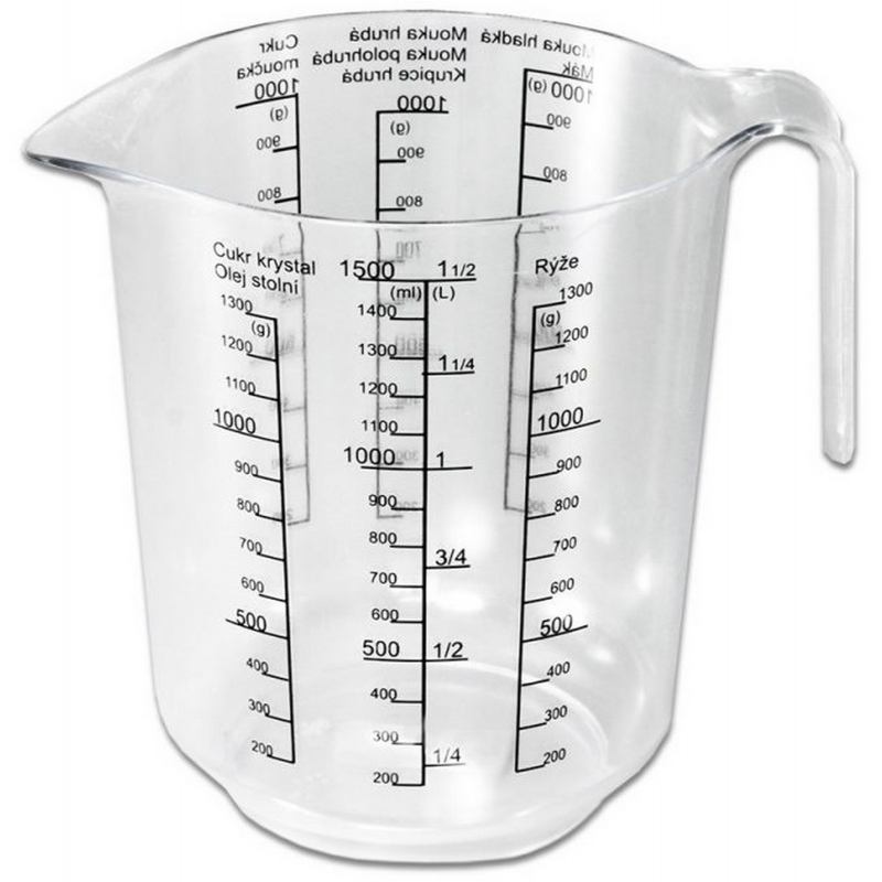 Odměrka 1,5 l s černým potiskem