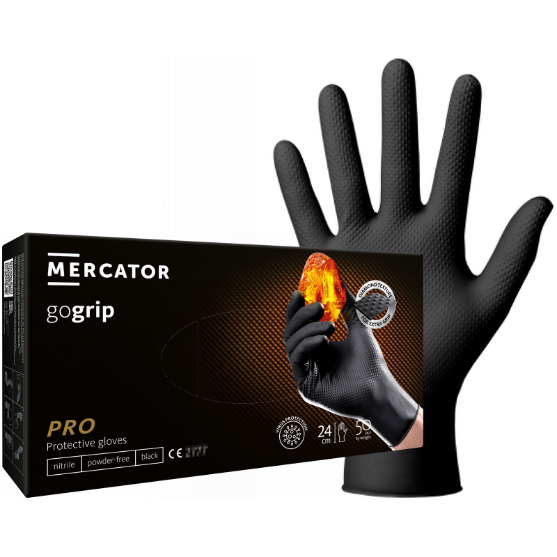 Rukavice nitril 50 ks L �ern� Mercator gogrip