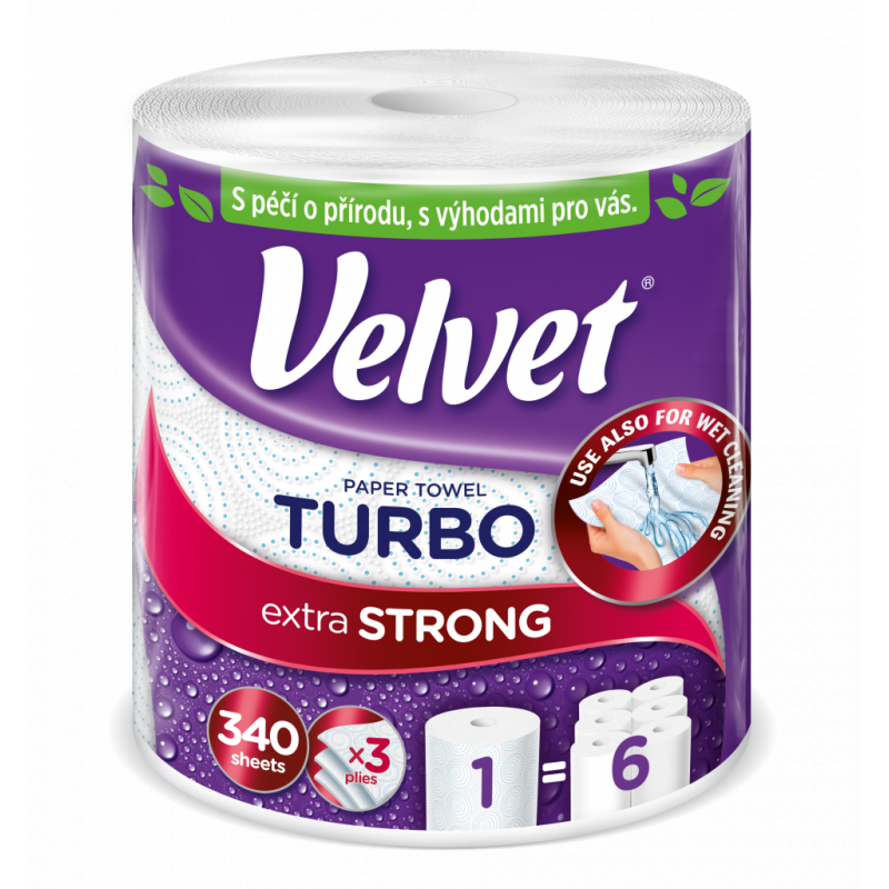 Ut�rka kuchy�sk� VELVET Turbo 3vrstv�, 1 role, 78 m