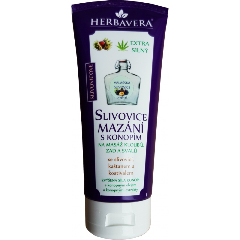 Slivovicové mazání s konopím HERBAVERA 200 ml