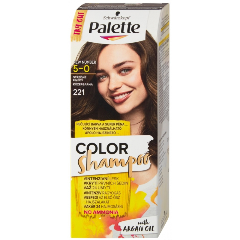 Barva PALETTE Color Shampoo 221/5-0 středně hnědý