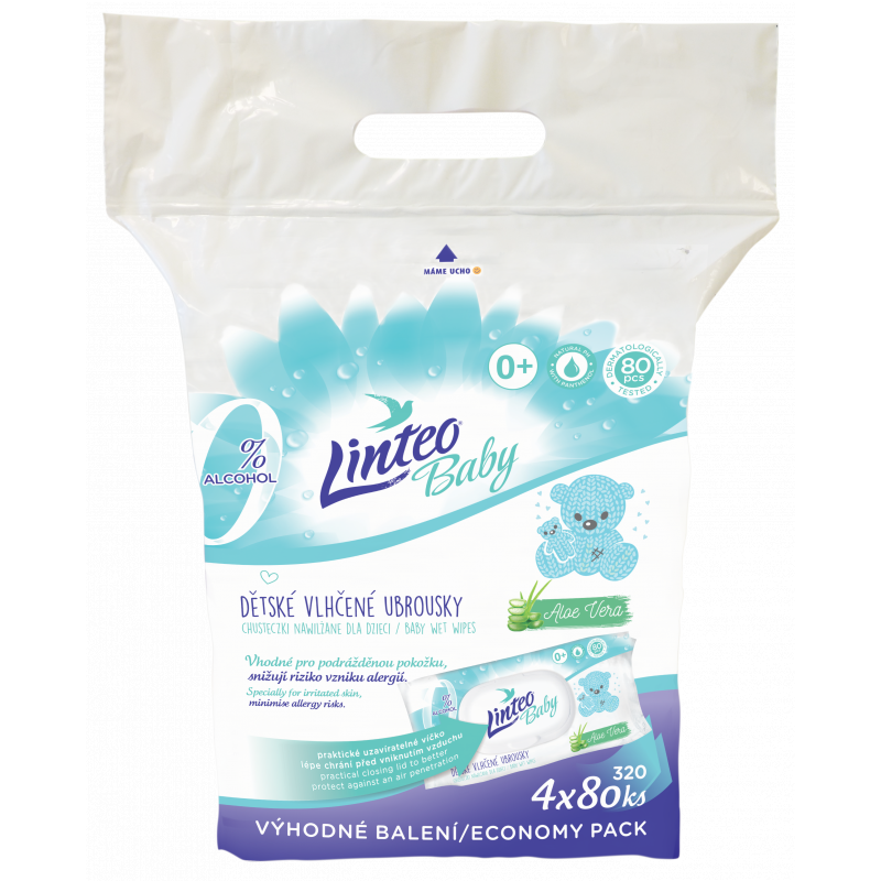 Ubrousky LINTEO Baby Aloe Vera 4 x 80 ks