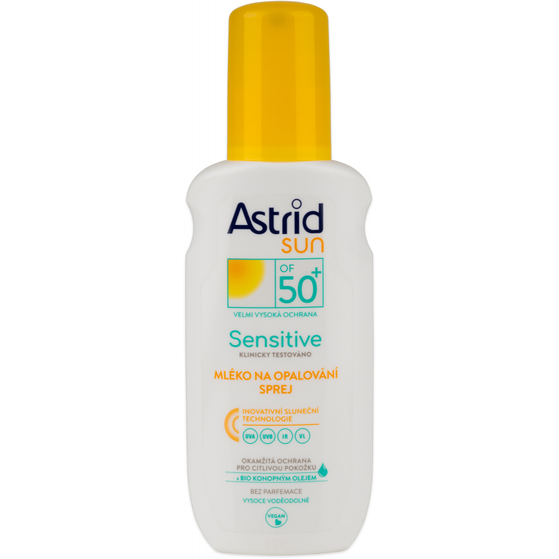 ASTRID SUN mléko na opalování sprej Sensitive OF 50+ 150 ml