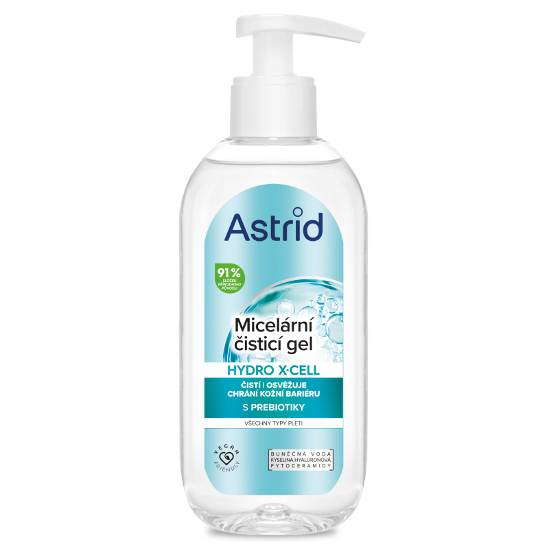 ASTRID Hydro X-cell čistící micelární gel na tvář, oči a rty 200 ml