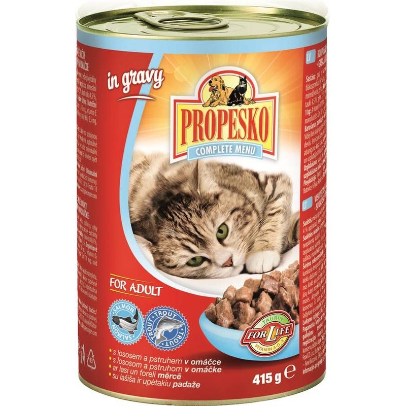 PROPESKO kousky v omáčce losos+pstruh pro kočky 415 g