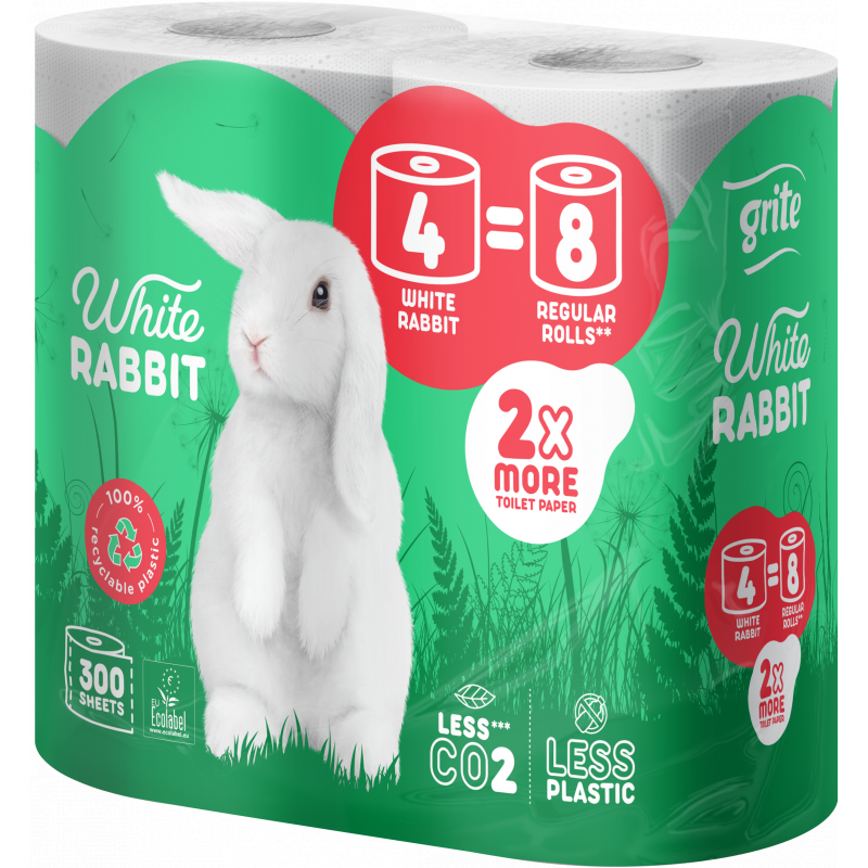 Toaletní papír 132 m, 4 role Grite White Rabbit 3vrstvý