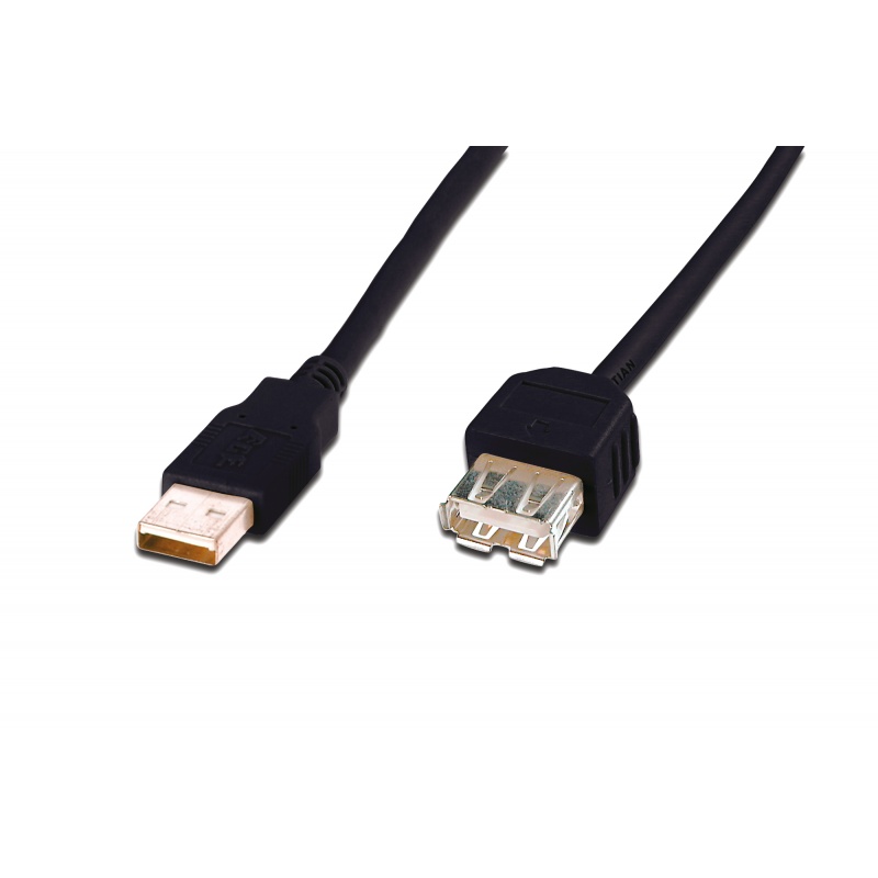 Kabel Digitus USB prodlužovací A-A, 2xstíněný 3m, černý