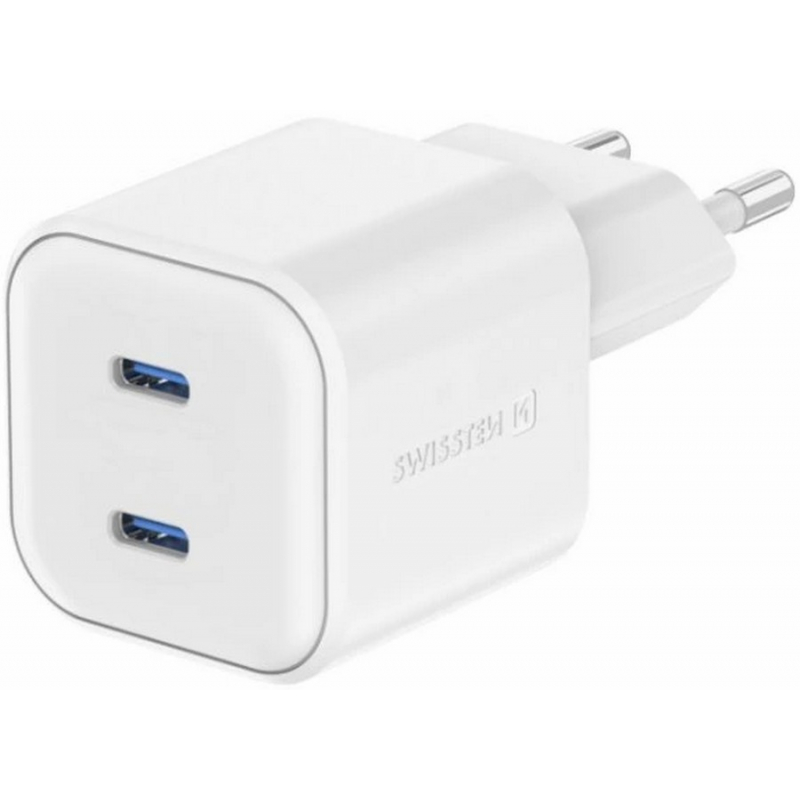 Nabíječka SWISSTEN 2x USB-C GaN 20W bílá
