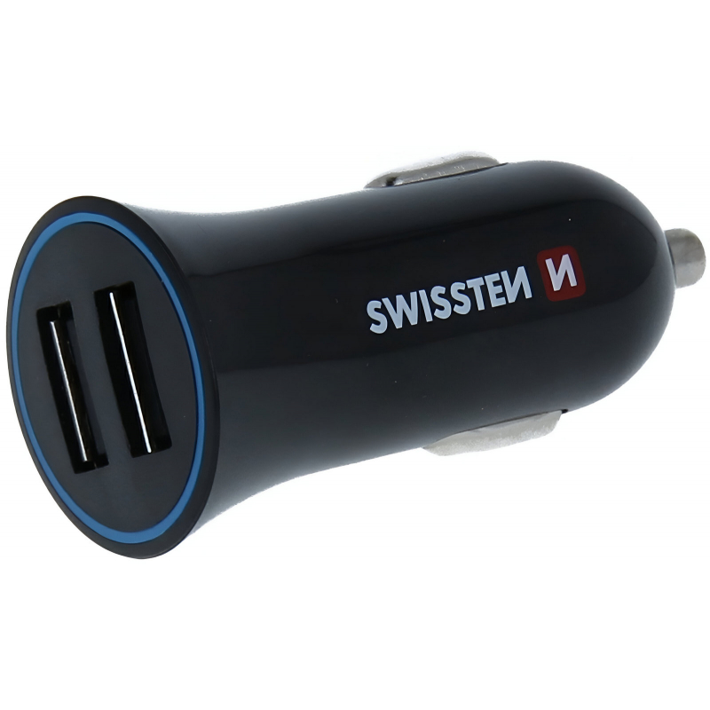 CL adaptér SWISSTEN 2x USB 2,4A, USB-USB-C kabel 1,5m