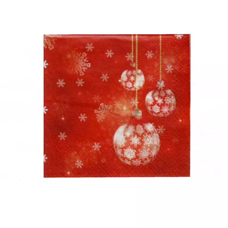 20x ubrousky Vánoční 3-vrstvé 33 x 33 cm, ČERVENÉ KOULE
