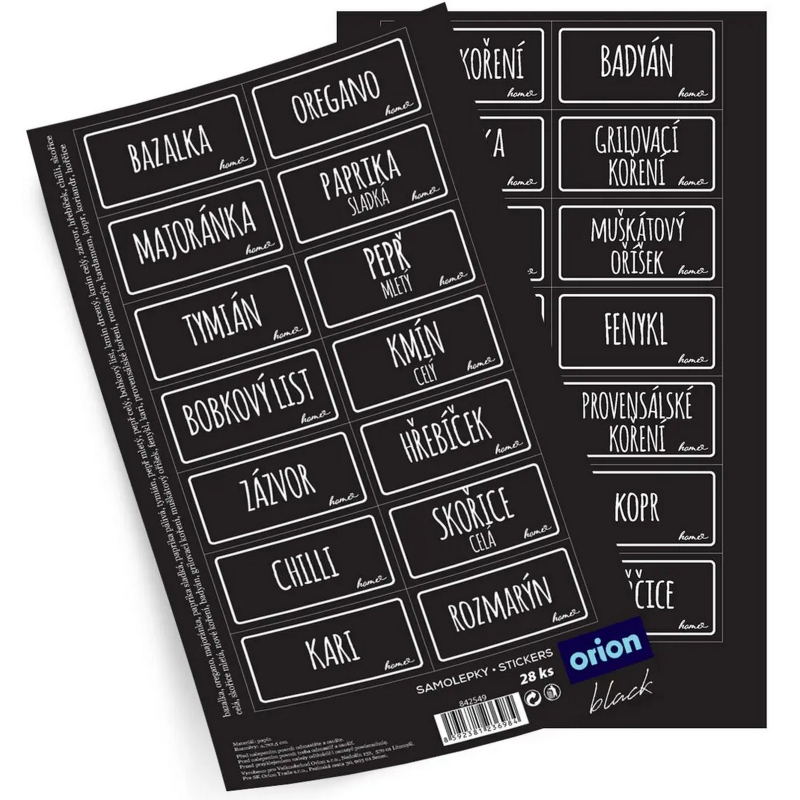 Samolepky na dózy BLACK 28 ks