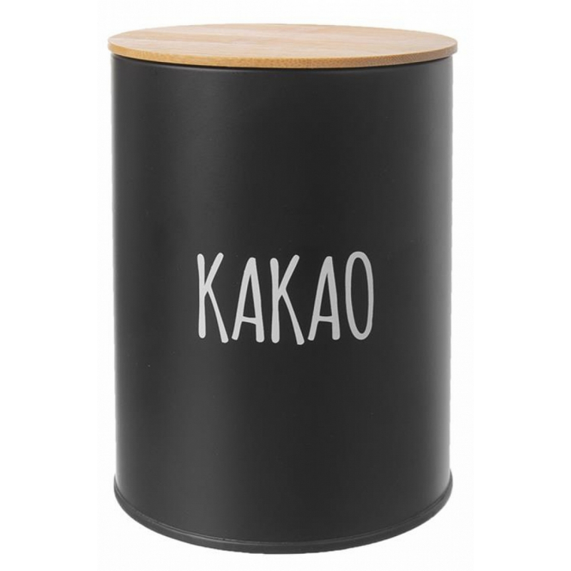 Dóza Orion plech/dřevo Kakao dekor BLACK objem 1,3 l