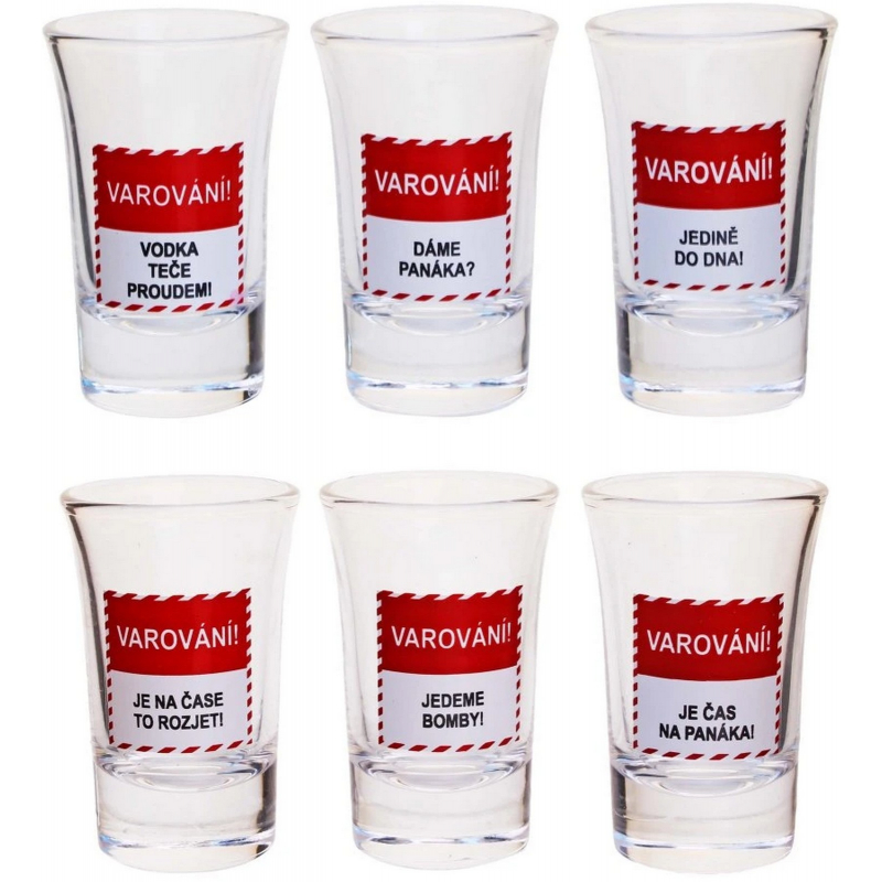 6x panák VAROVÁNÍ 40ml