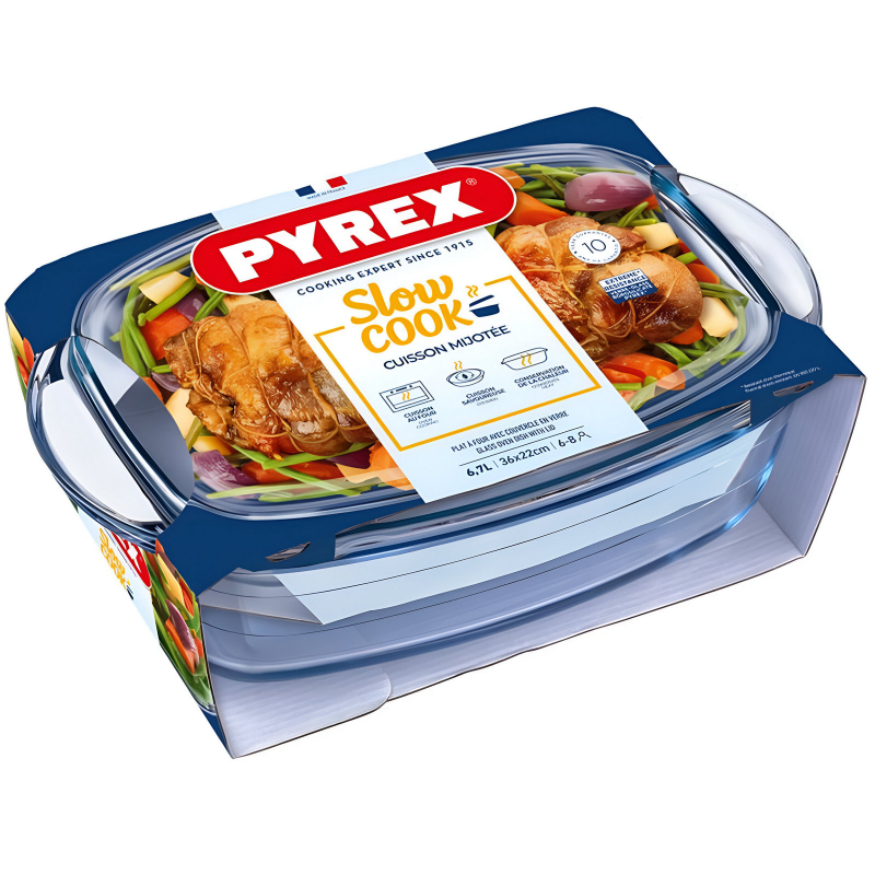 Pekáč skleněný PYREX 6,7l s víkem