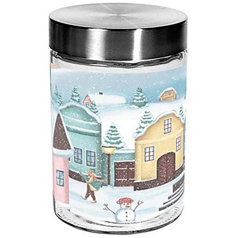 Dóza na cukroví skleněná 1,1l VESNIČKA