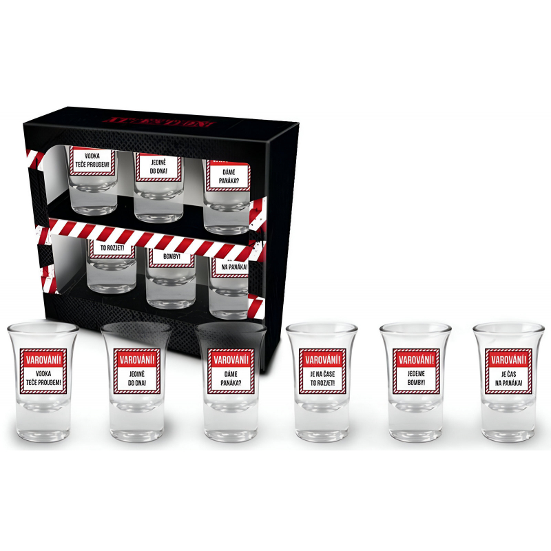 6x panák VAROVÁNÍ 35 ml