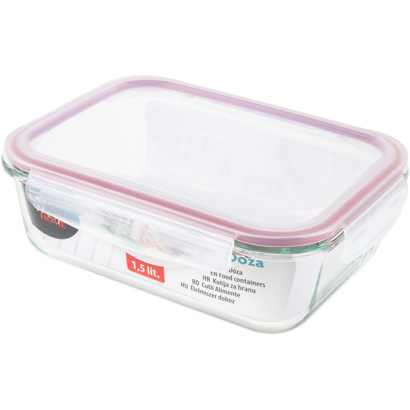 Dóza skleněná s těsněním MagicHome CLIP 1,5l, obdélníková