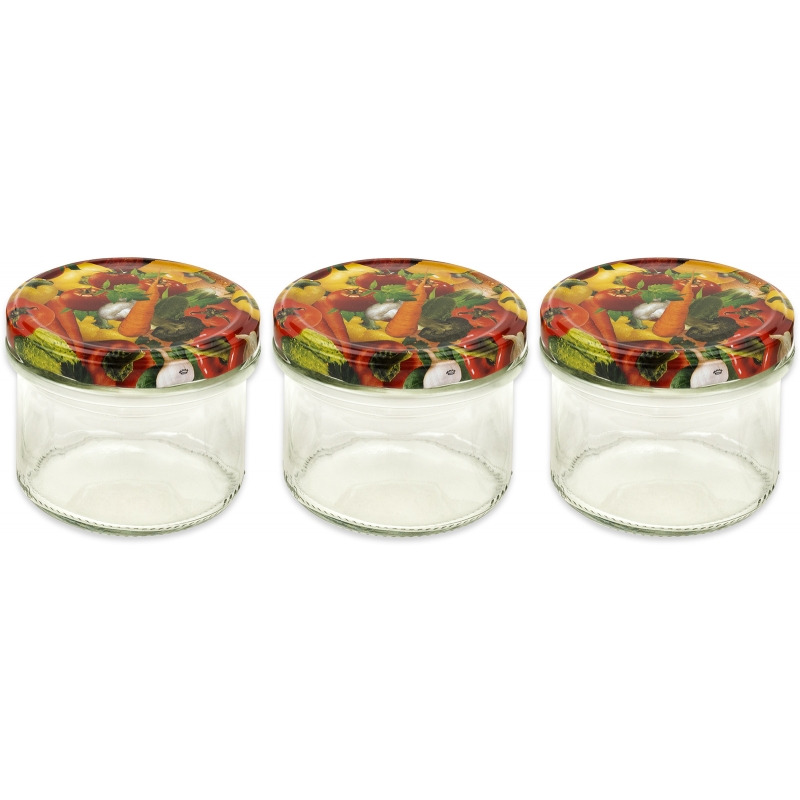 3x sklenice zavařovací šroubovací 235 ml s víčkem dekor