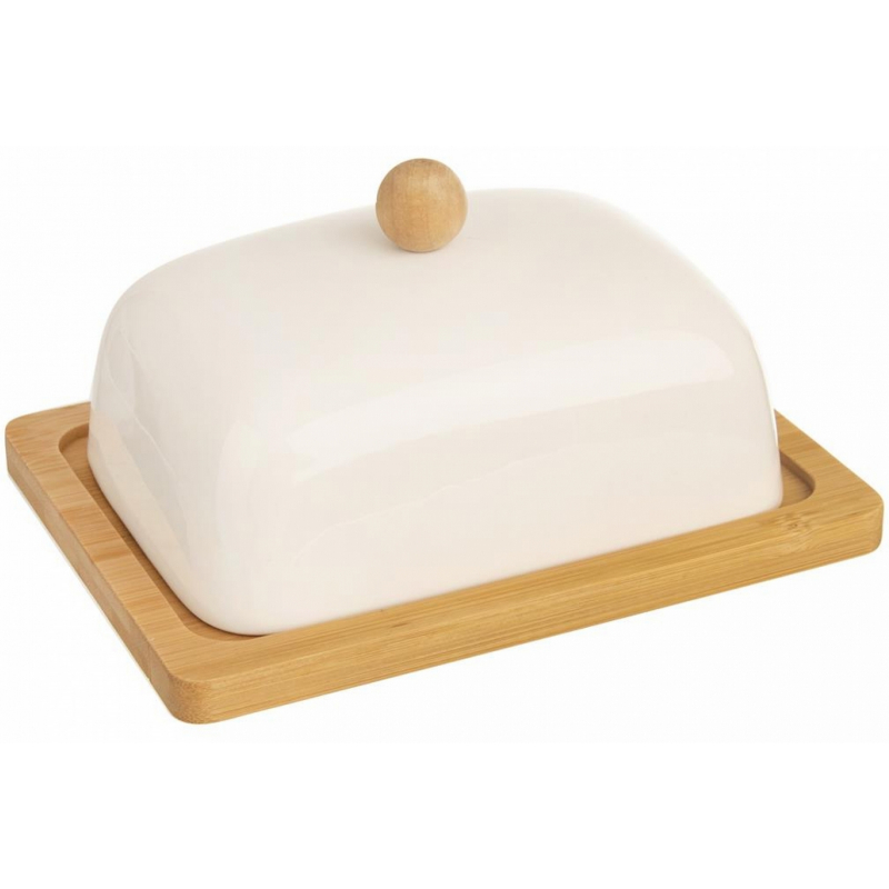 Máslenka porc./bambus oblá WHITELINE 16,5x12,5 cm
