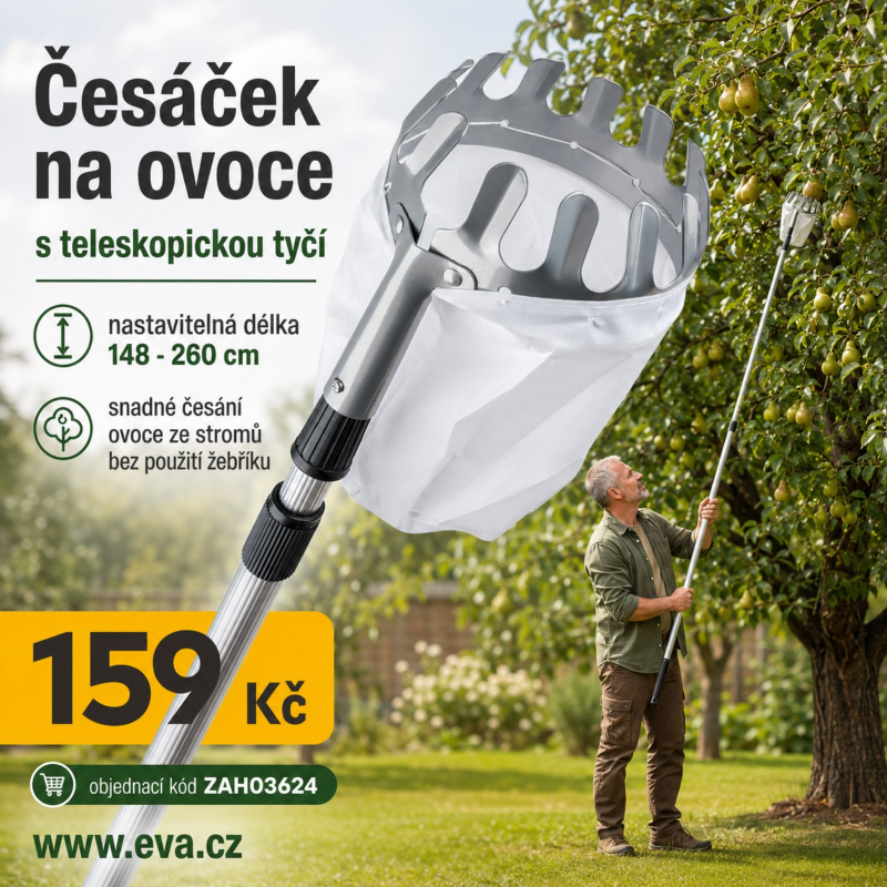 Česáček na ovoce s teleskopickou tyčí 148-260cm