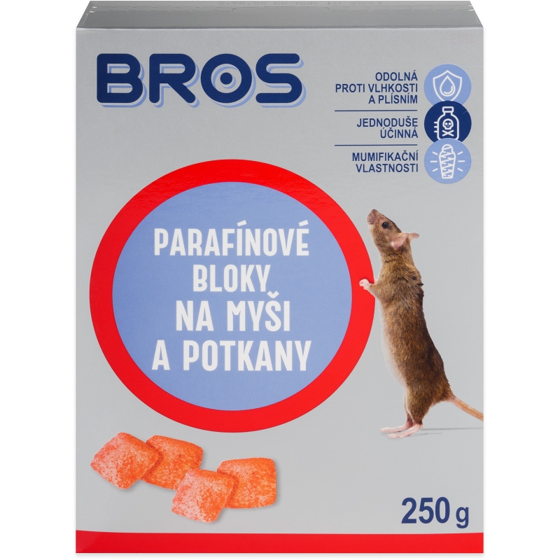 BROS parafínové bloky na myši a potkany 250 g