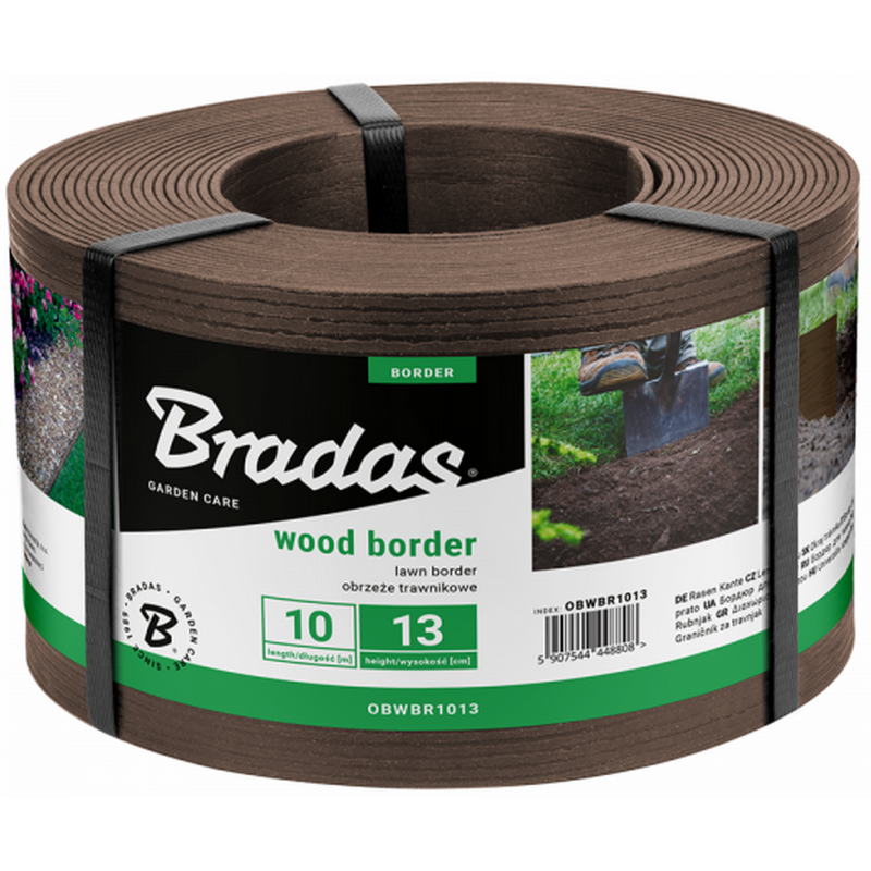 Obrubník zahradní WOOD BORDER 10m x 13cm x 2,8mm, hnědý