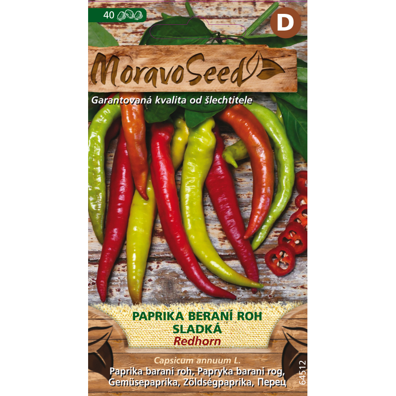 Paprika zeleninová REDHORN, typ beraní roh, sladká, osivo