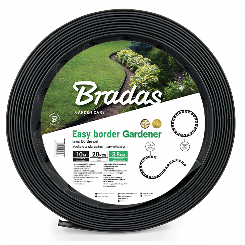 Obrubník zahradní 10m, v 3,8cm EASY BORDER SET černý