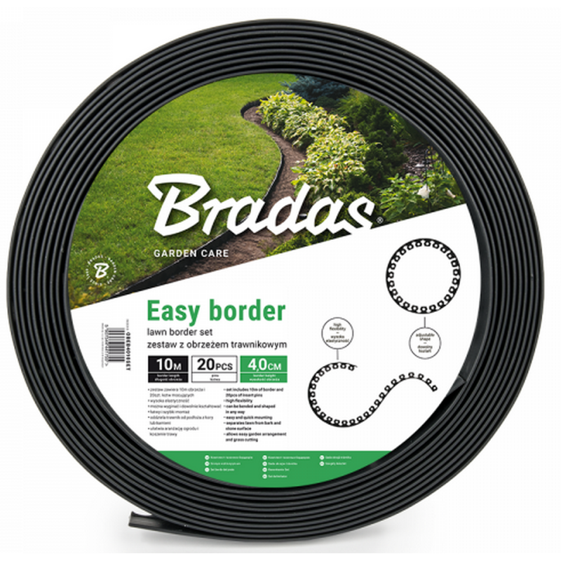 Obrubn�k zahradn� 10m, v 4cm EASY BORDER SET �ern�