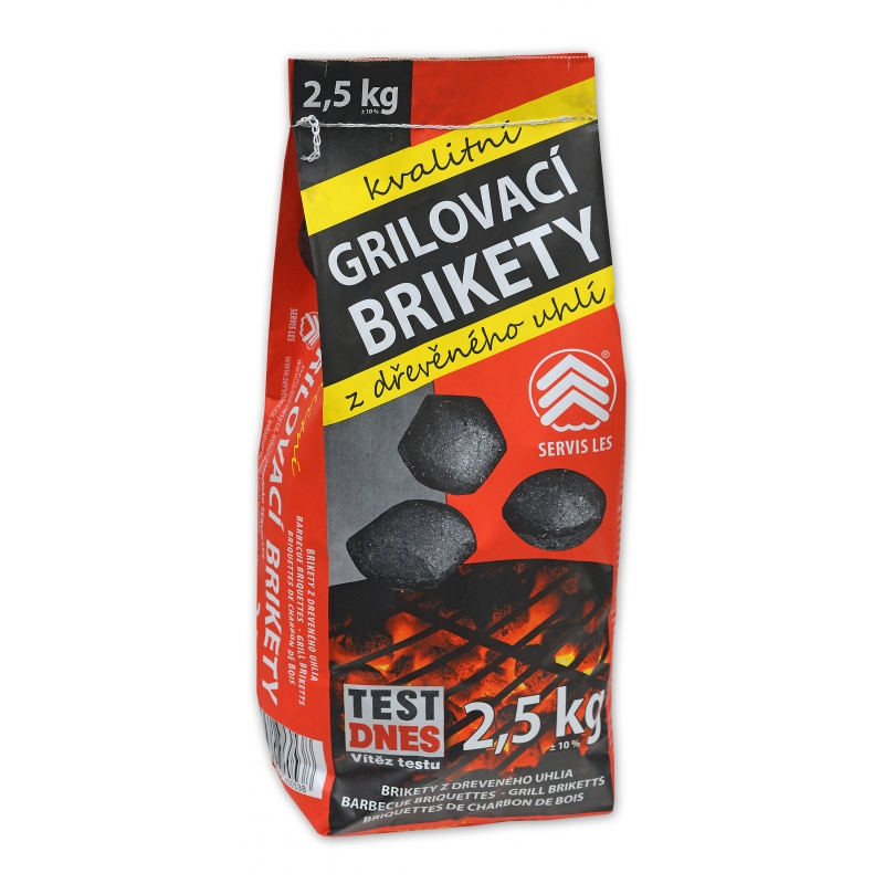 Brikety grilovací z dřevěného uhlí 2,5 kg