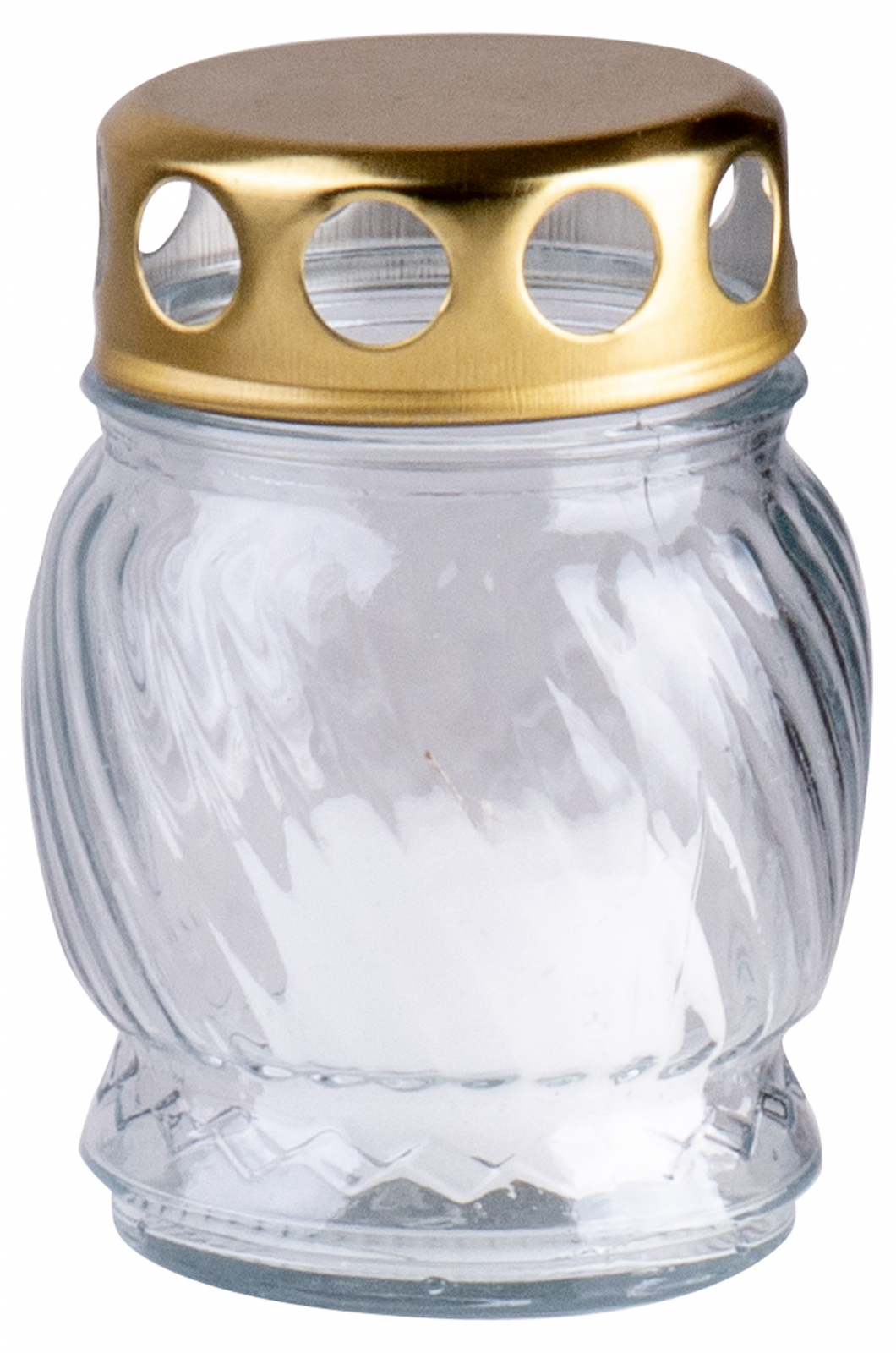 Svíčka hřbitovní skleněná s víčkem 25g, 10 cm, čirá