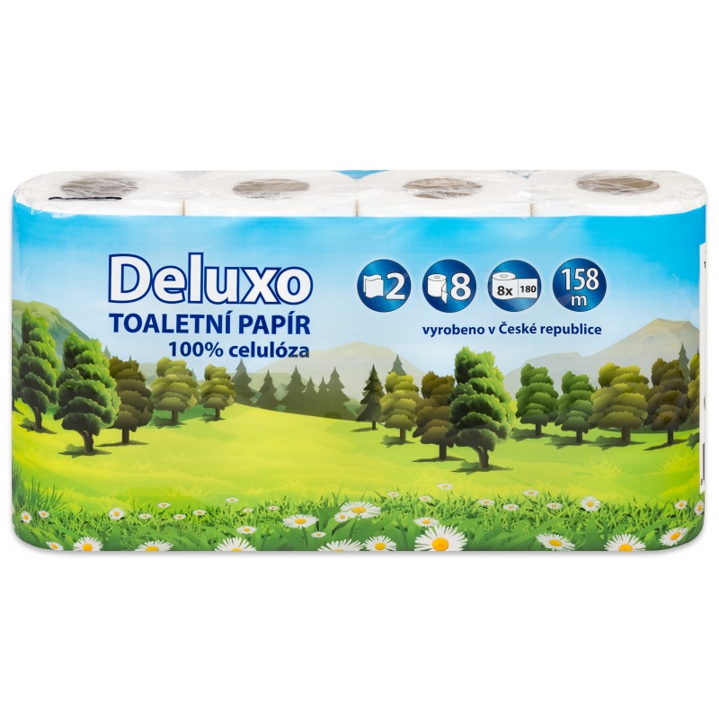 Toaletní papír DELUXO 2vrstvý 8 rolí, 158 m
