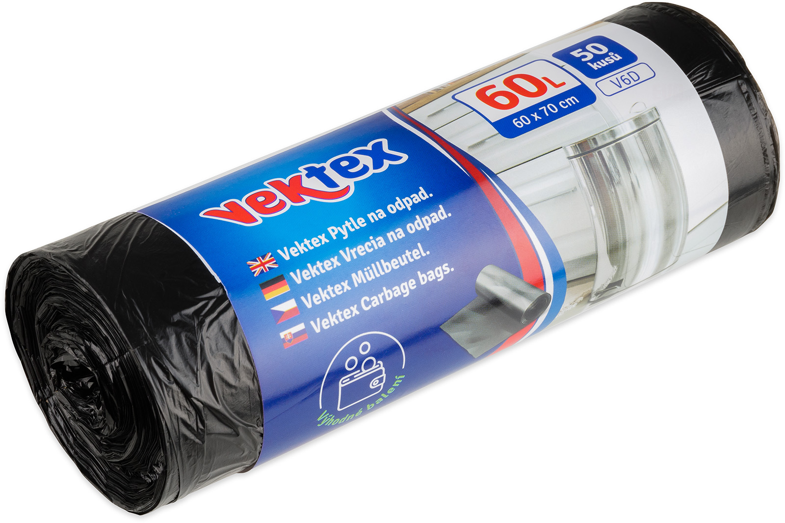 50x pytle na odpad Vektex 60l, 6µm, černé