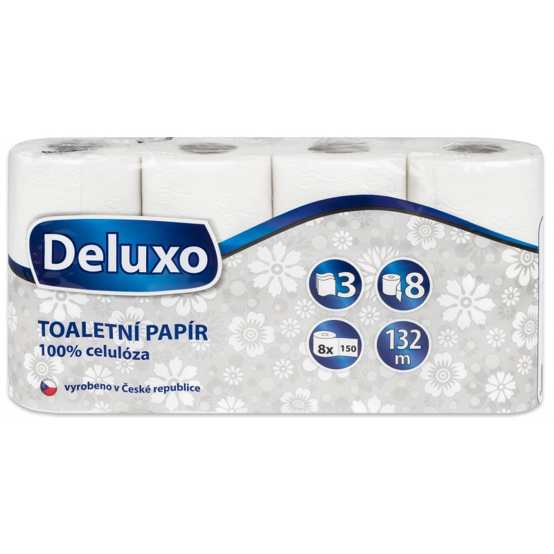 Toaletní papír DELUXO 3vrstvý 8 rolí, 132 m