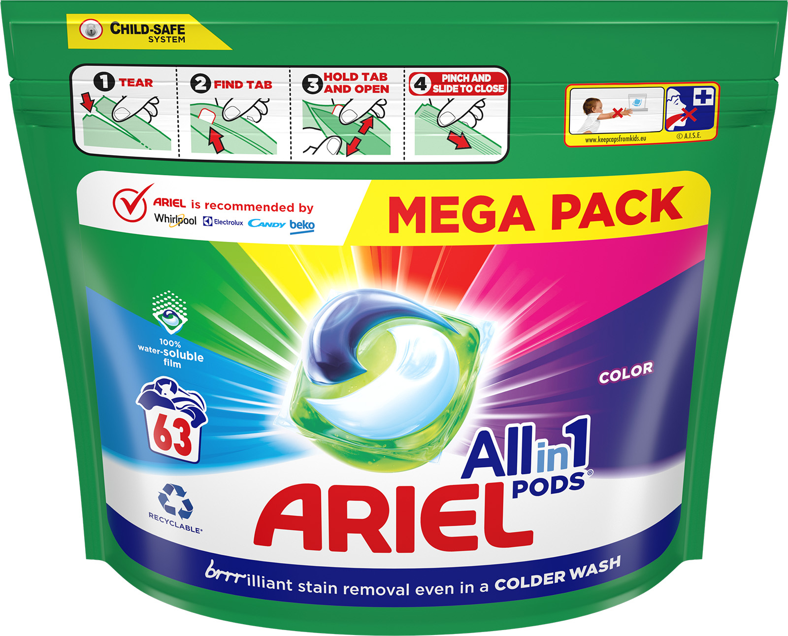 ARIEL All in 1 gelové kapsle 63 ks Color