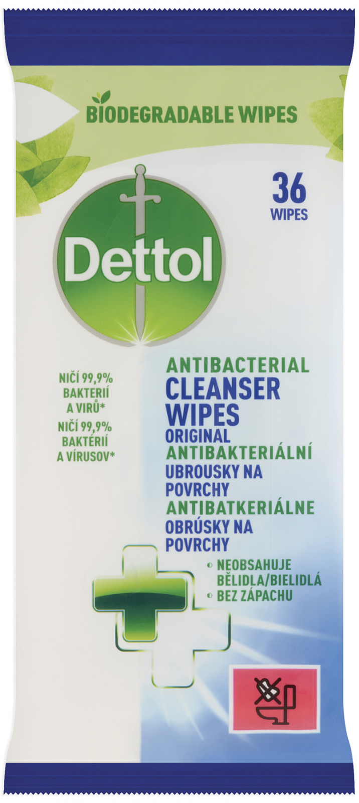 DETTOL Antibakteriální ubrousky 36 ks na povrchy