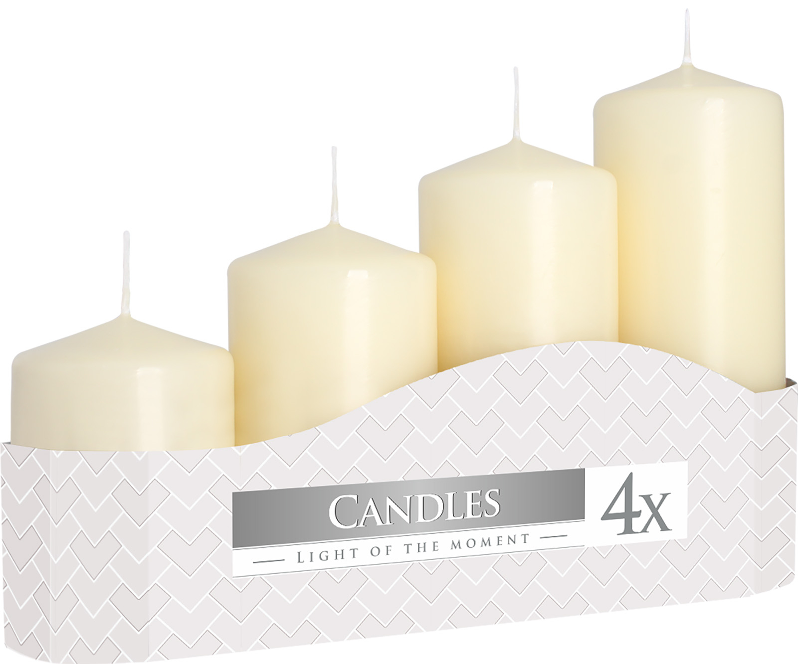 Svíčky adventní stupňovité 4 ks slonová kost 48 x 70, 90, 110, 130 mm