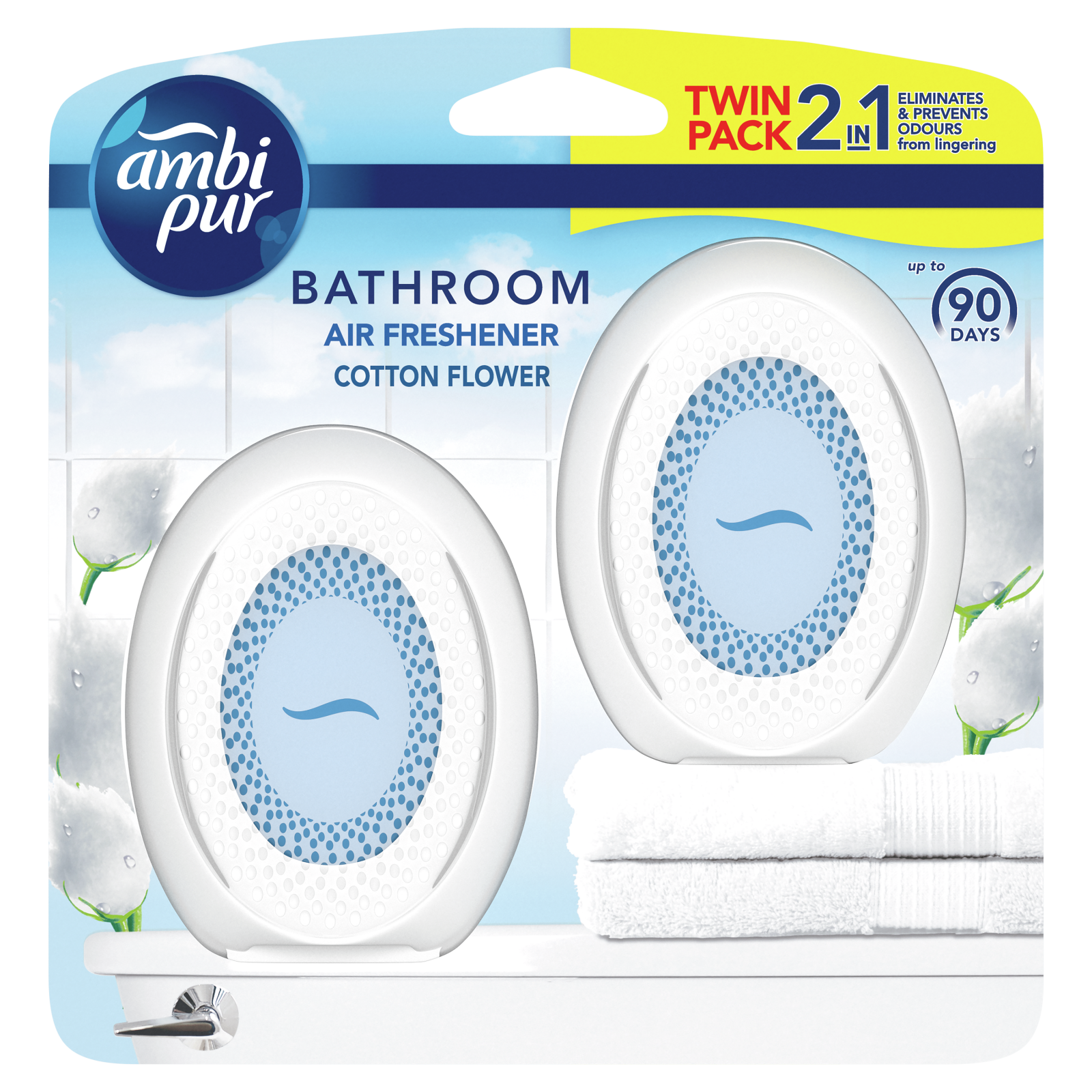 Ambi Pur osvěžovač do koupelny Cotton Flower 2 x 7,5 ml