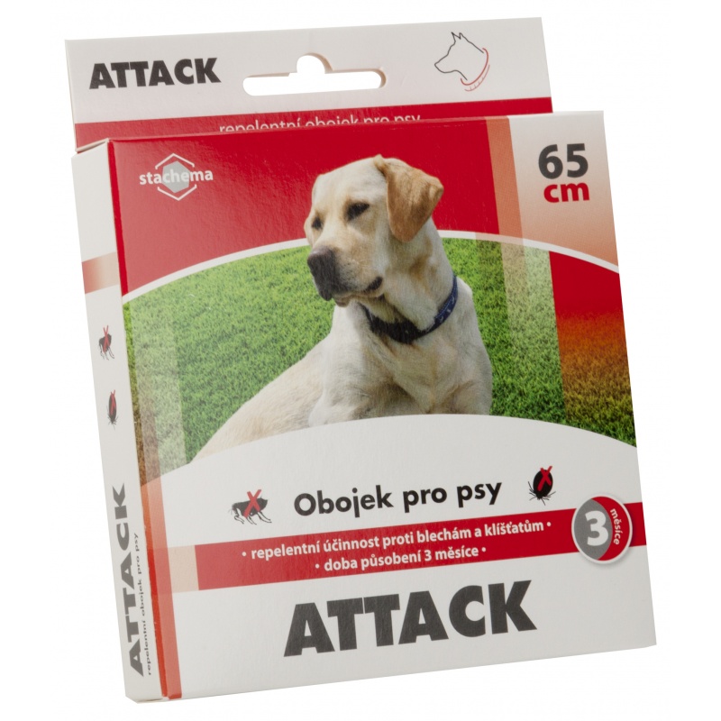 Obojek ATTACK pro psy, antiparazitní 65 cm