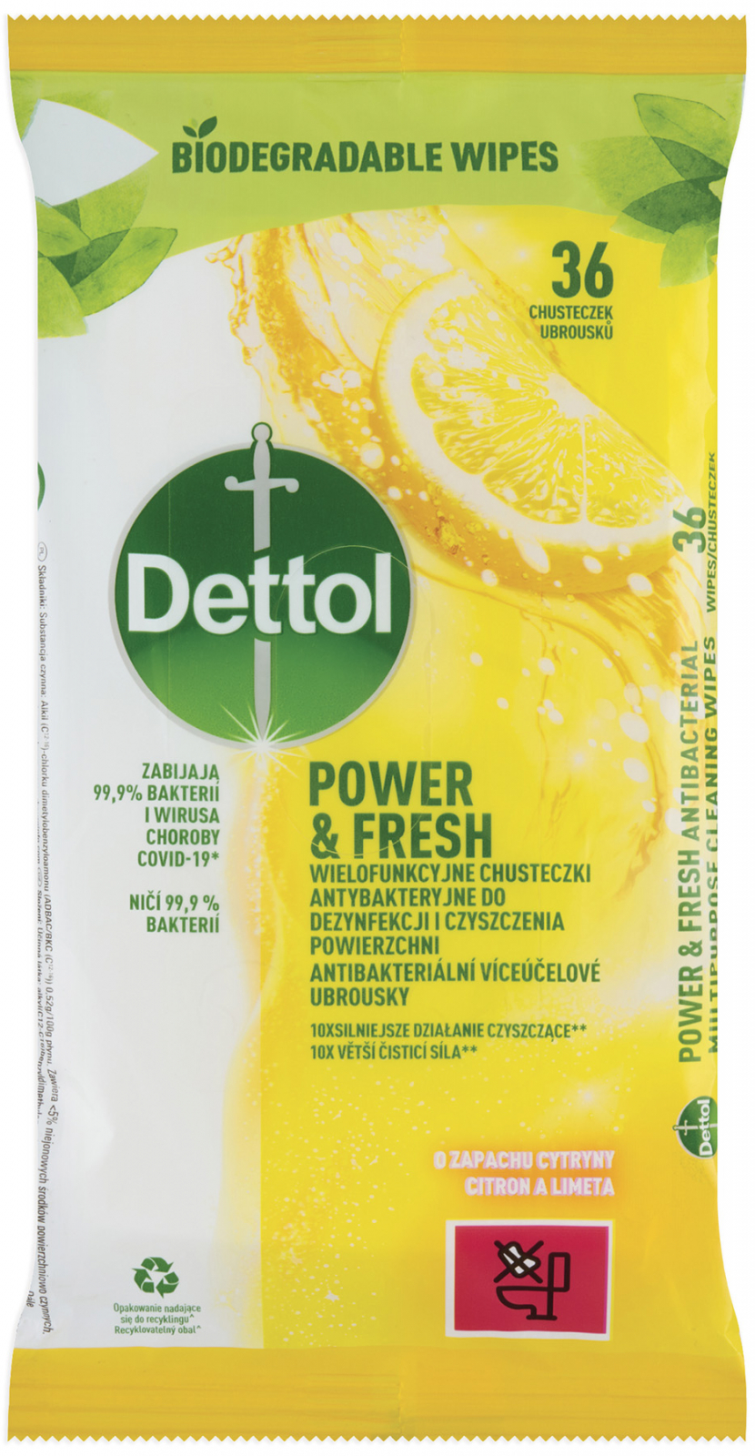 DETTOL Antibakteri�ln� ubrousky Citron 36 ks na povrchy