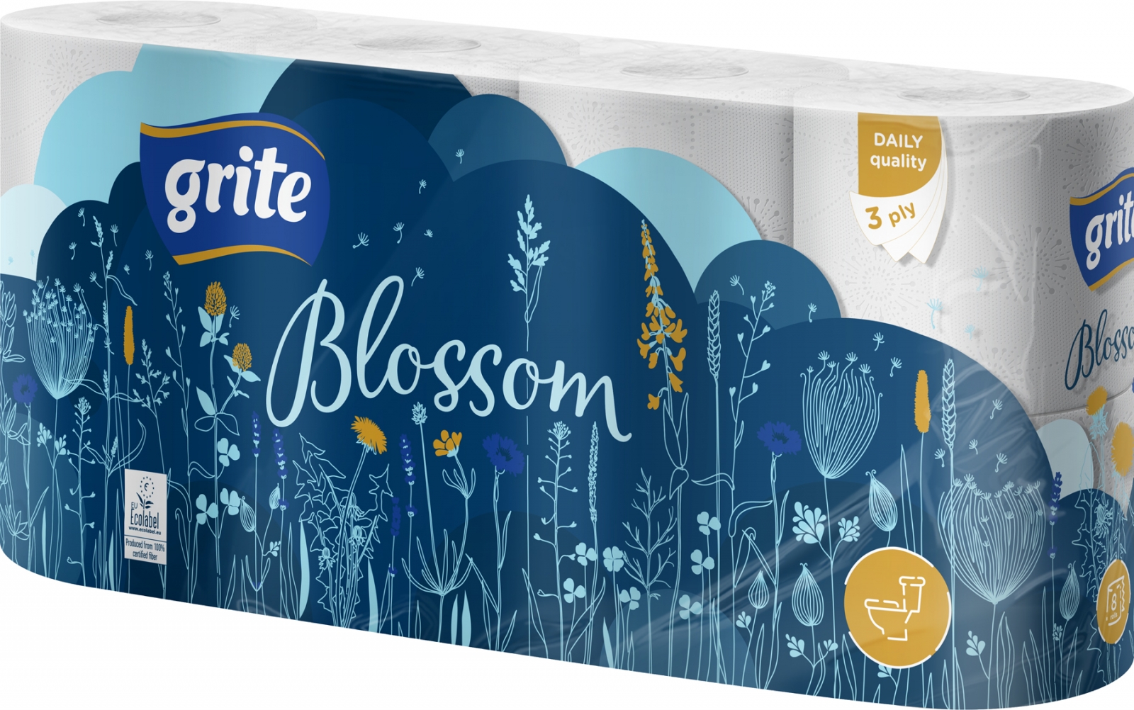 Toaletn� pap�r Grite Blossom 3vrstv� 8 rol�, 139 m
