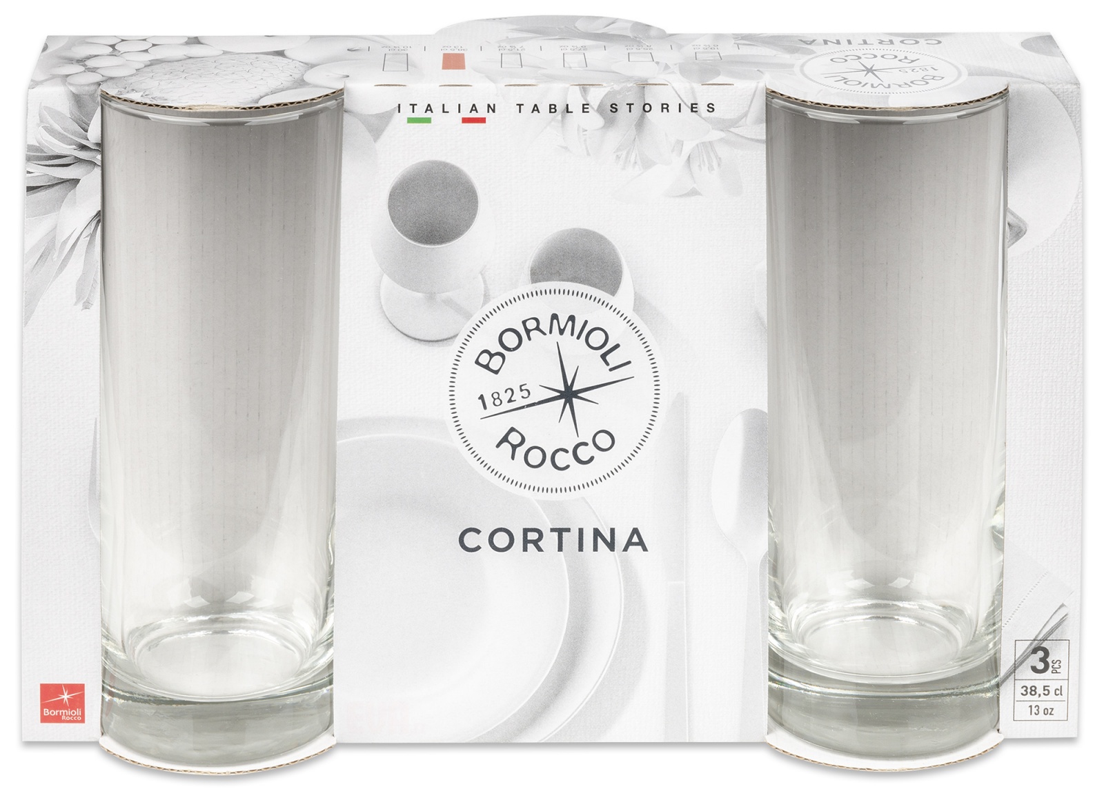 3x sklenice Bormioli Cortina 385ml